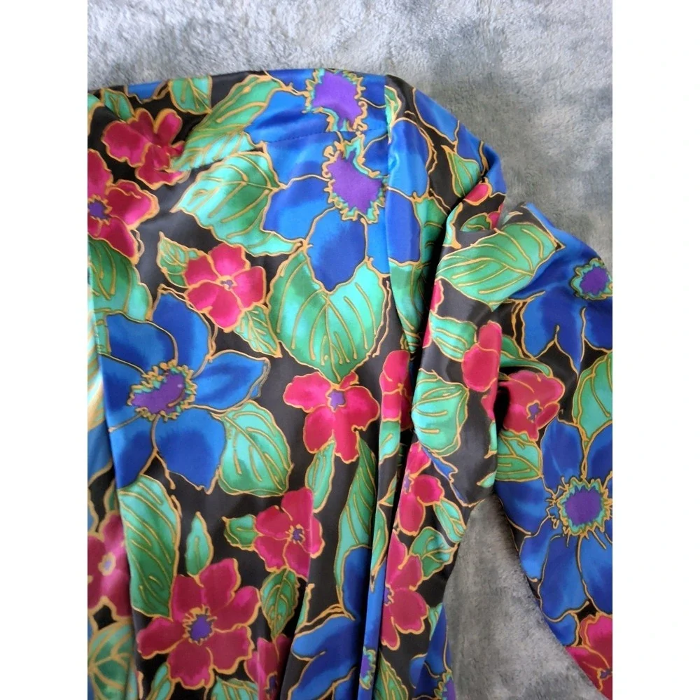 Vintage Papell Boutique Floral Womens 14 Dress 1990s bright colorful W/Belt‎